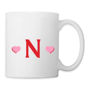 Letter n Red Hearts - Mug - white - Right