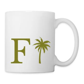 Lettre f vert Palm - Mug blanc - blanc - Droite