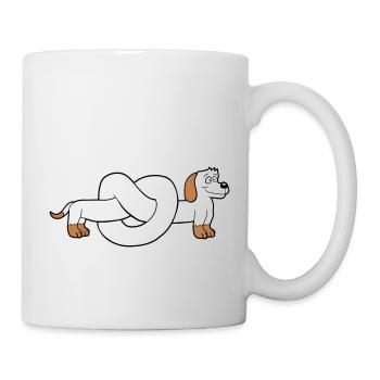 Hund Dackel Brezel Form Knoten Langer Körper Comic - Tasse - Weiß - Rechts