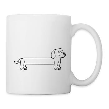 Dog Long Dachshund Funny Long Drawn Cool Cartoon - Mug - white - Right