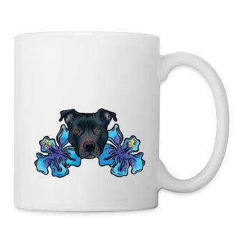 Staffordshire Terrier with Hibiscus Flowers - Mug - white - Right