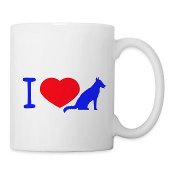 Chien J’aime les chiens Symbole du cœur Logo J’aime les chiens - Mug blanc - blanc - Droite