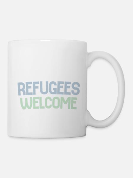 Flüchtlinge willkommen retro - Tasse - Weiß