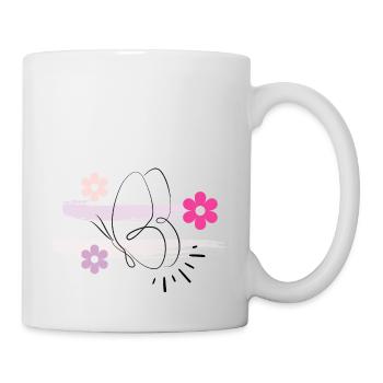 Minimalist Butterfly & Floral Art - Mug - white - Right