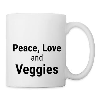 Frieden, Liebe und Gemüse - Tasse - Weiß - Rechts