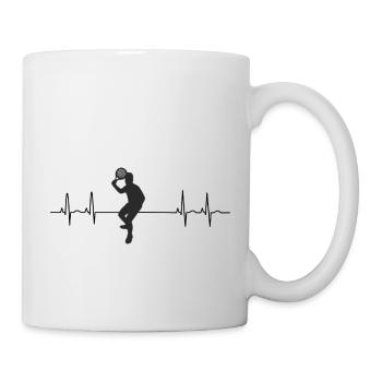 Herzschlag Padel Silhouette HerzrhytmusKardiogramm - Tasse - Weiß - Rechts
