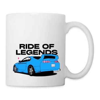 Neonblauer Sportwagen Silhouette - Tasse - Weiß - Rechts