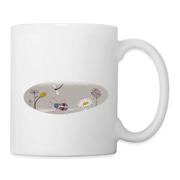 Flowers on gray ornament - Mug - white - Right