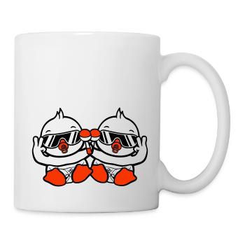 2 Vögel Baby Kind Rassel Windel Sonnenbrille Peace - Tasse - Weiß - Rechts