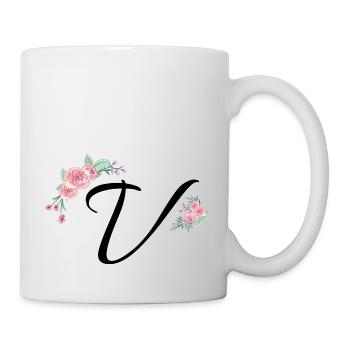 Lettre v fleurs - Mug blanc - blanc - Droite