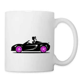 Woman Sports Car Convertible Car - Mug - white - Right