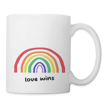 Liebesgrafik Liebe gewinnt Regenbogen - Tasse - Weiß - Rechts