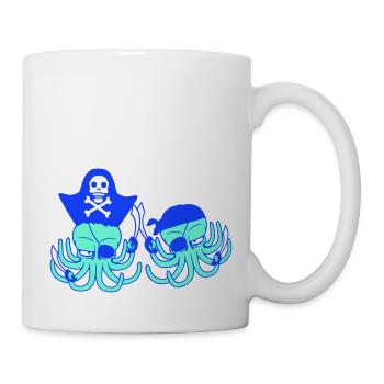 Zwei Oktopus Pirat Segel Crew Kapitän 2 Freibeuter - Tasse - Weiß - Rechts