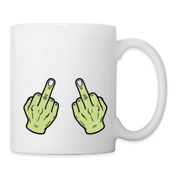 Middle Finger Hand Naughty - Mug - white - Right
