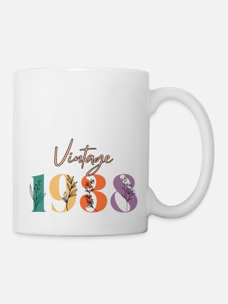 Jahrgang 1938 Blumen - Tasse - Weiß