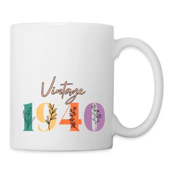 Vintage 1940 florale - Mug blanc - blanc - Droite