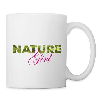 Natur Girl lettering with green texture - Mug - white - Right