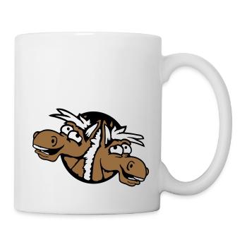 2 chevaux équipe riant drôle trou ami fou - Mug blanc - blanc - Droite