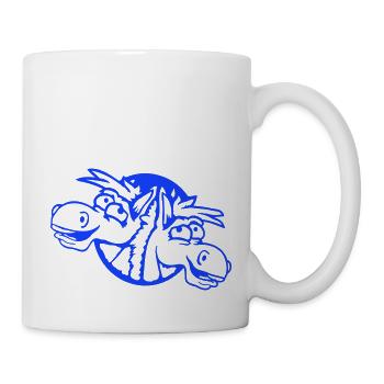 2 chevaux équipe riant drôle trou ami fou - Mug blanc - blanc - Droite