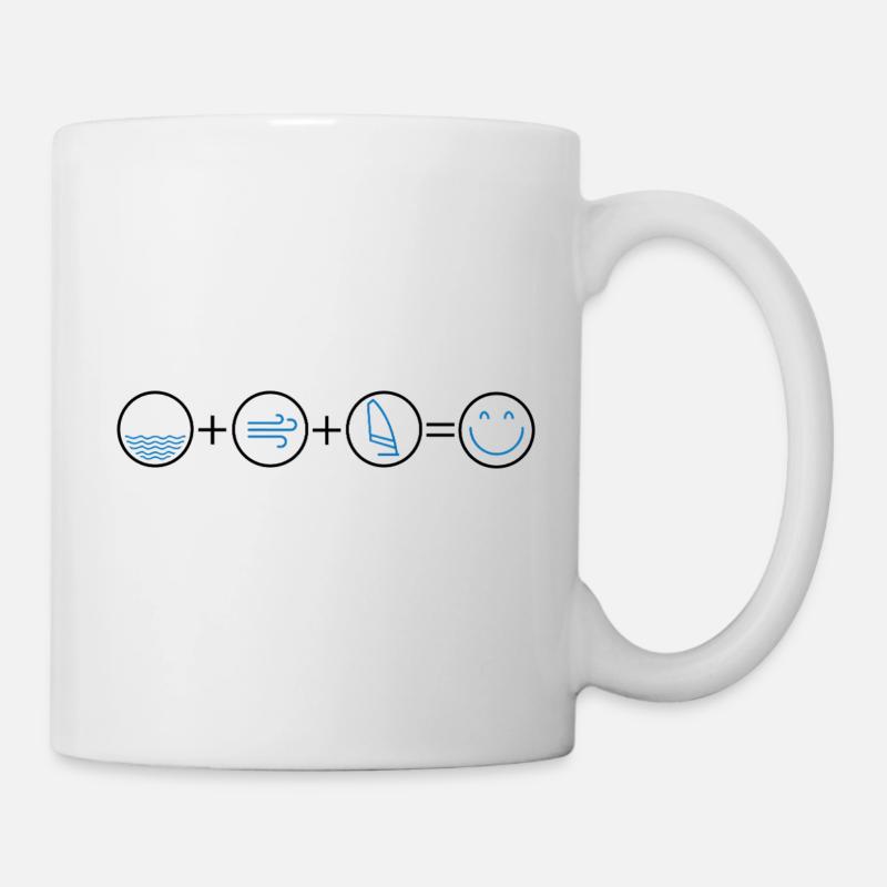 Icônes Eau Vent Planche à voile - Mug blanc - blanc
