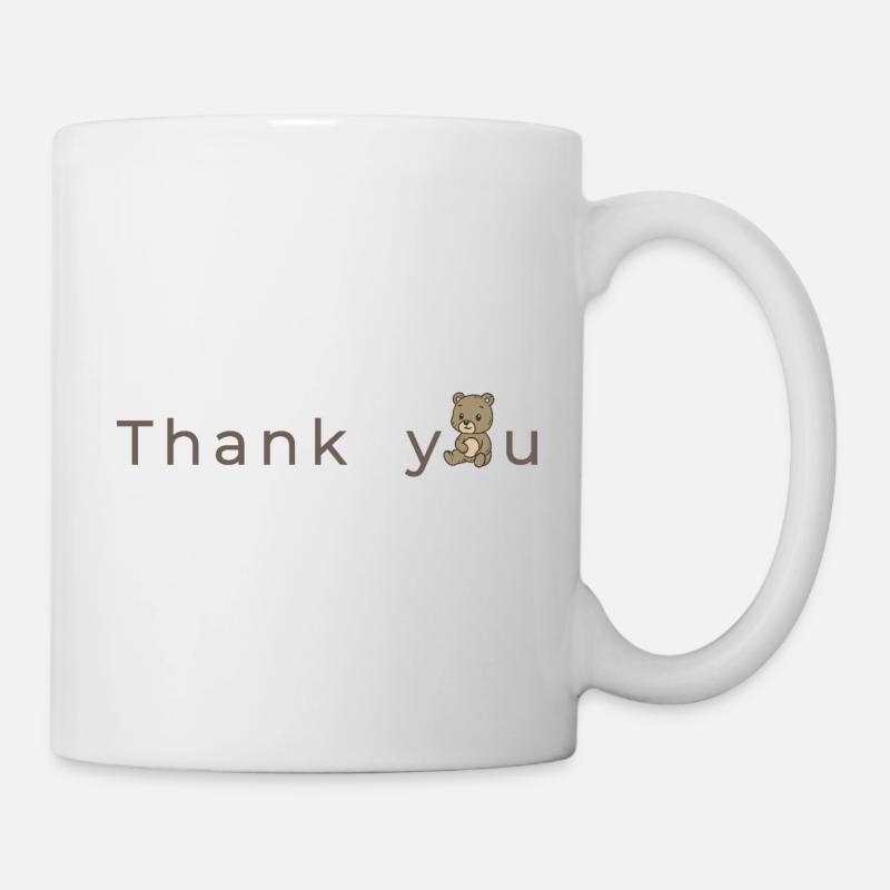 Merci par message avec un petit ours en peluche - Mug blanc - blanc