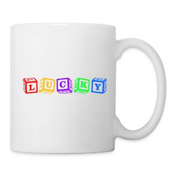 Lucky – Conception colorée de lettres en cube 3D - Mug blanc - blanc - Droite
