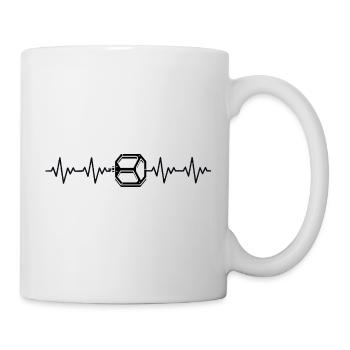 Fahrrad Pedal MTB Tatze EKG Herzschlag - Tasse - Weiß - Rechts