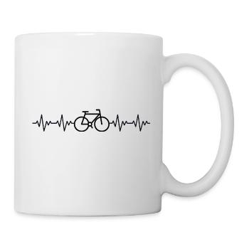 Bicycle Road Bike ECG Heartbeat Heart Rate - Mug - white - Right