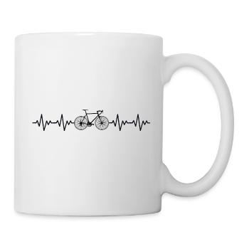 Bicycle Road Bike ECG Heartbeat Heart Rate - Mug - white - Right