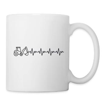 Excavator Excavator Excavator Driver ECG Heartbeat - Mug - white - Right