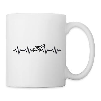 Flugzeug Pilot EKG Herzschlag - Tasse - Weiß - Rechts