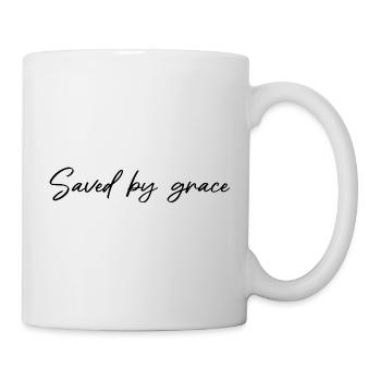 Cadeaux avec la proverbe chrétienne Sauvés par la grâce - Mug blanc - blanc - Droite