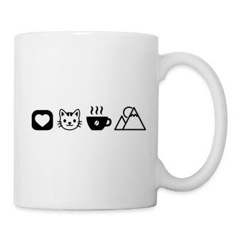 Einfache Hobby Icons Katzen Kaffee Berge Liebe  - Tasse - Weiß - Rechts