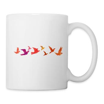 Migration des oiseaux en origami (rouge) - Mug blanc - blanc - Droite