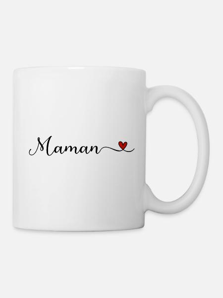 Maman Herz Schriftzug - Tasse - Weiß