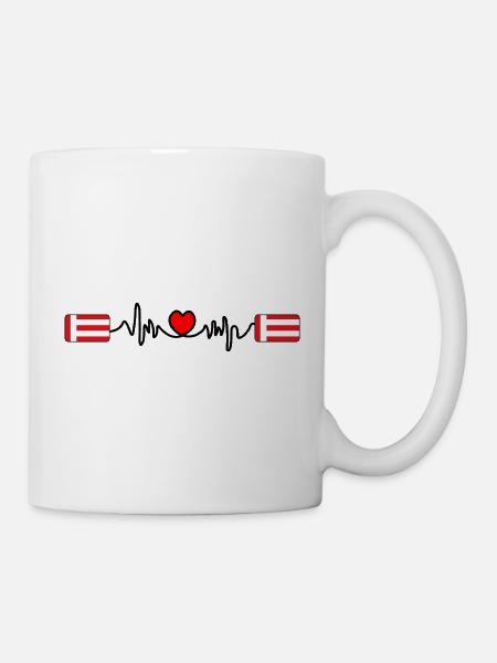 Herzschlag der Eindhoven-Flagge - Tasse - Weiß