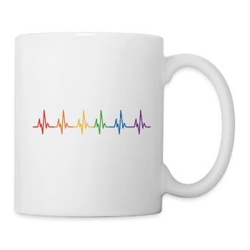 Regenbogen LGBT Herzschlag Geschenkidee - Tasse - Weiß - Rechts