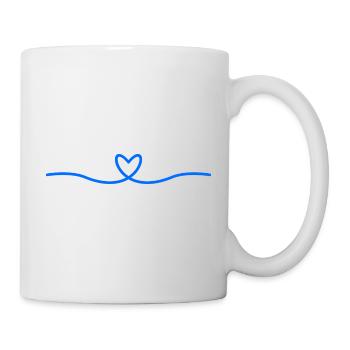 Blue Heart Wave | Minimal Line Art - Tasse - Weiß - Rechts