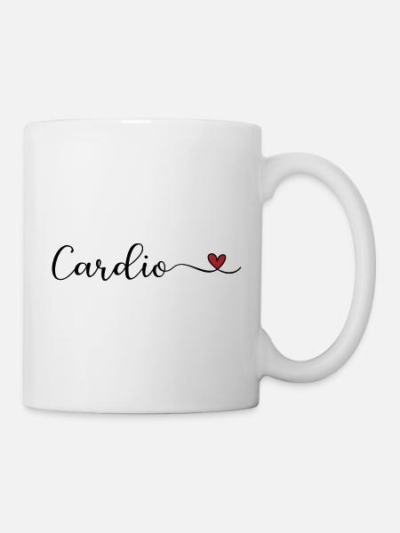 Cardio mit Herz - Tasse - Weiß