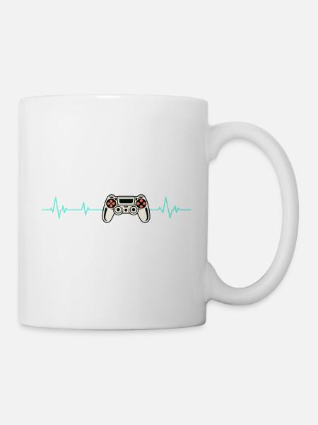 Herzschlag Gaming-Controller - Tasse - Weiß