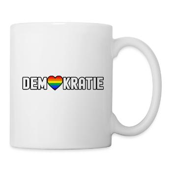 Demokratie mit Regenbogenherz - Tasse - Weiß - Rechts