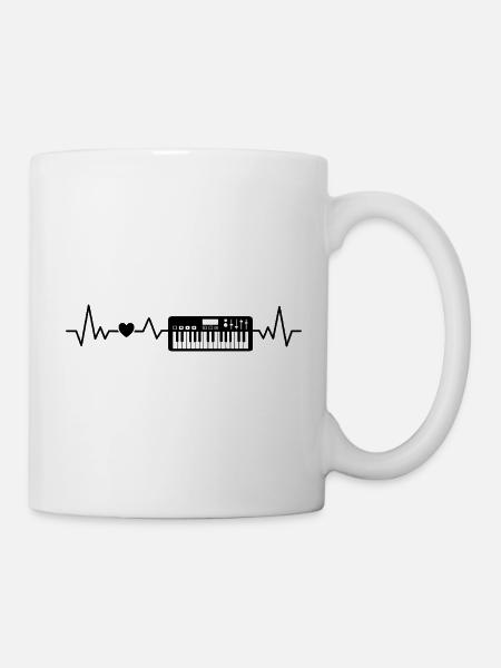 Keyboard Herzschlag Für Klavierspieler Keyboarder - Tasse - Weiß