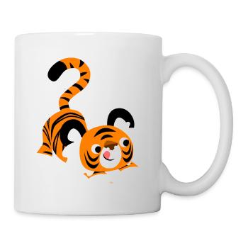 Un tigre cartoon mignon prêt à bondir! par - Mug blanc - blanc - Droite