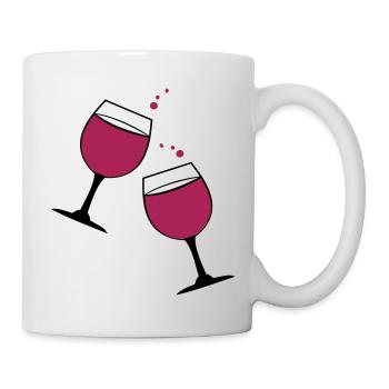 Cheers glasses of red wine drinks - Mug - white - Right