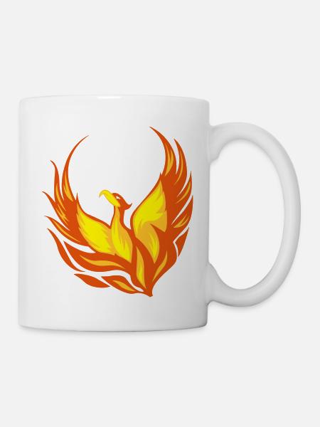 Feuervogel Phönix Flammen Federn - Tasse - Weiß