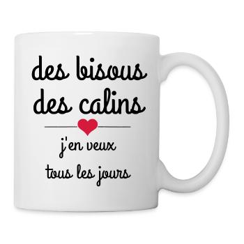 des bisous des calins - Mug blanc - blanc - Droite