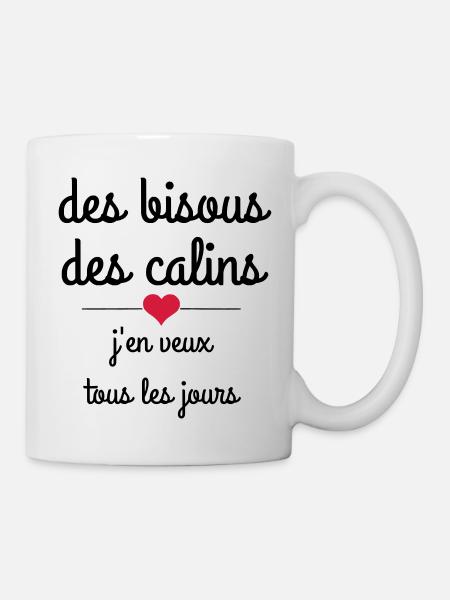 des bisous des calins - Mug blanc - blanc