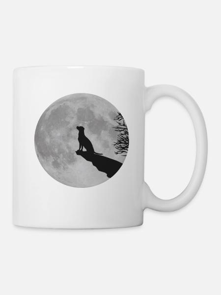 Vollmond Klippe Hund Dog Labrador Werwolf heulen - Mug blanc - blanc