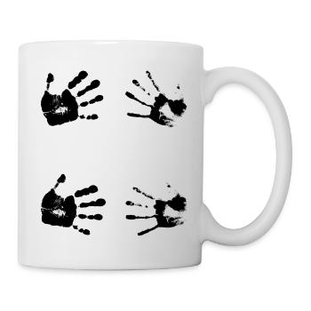 Schwarze Handabdrücke. Geschenk - Tasse - Weiß - Rechts