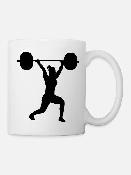 Stoßen Ausfallschritt Frau - Tasse - Weiß